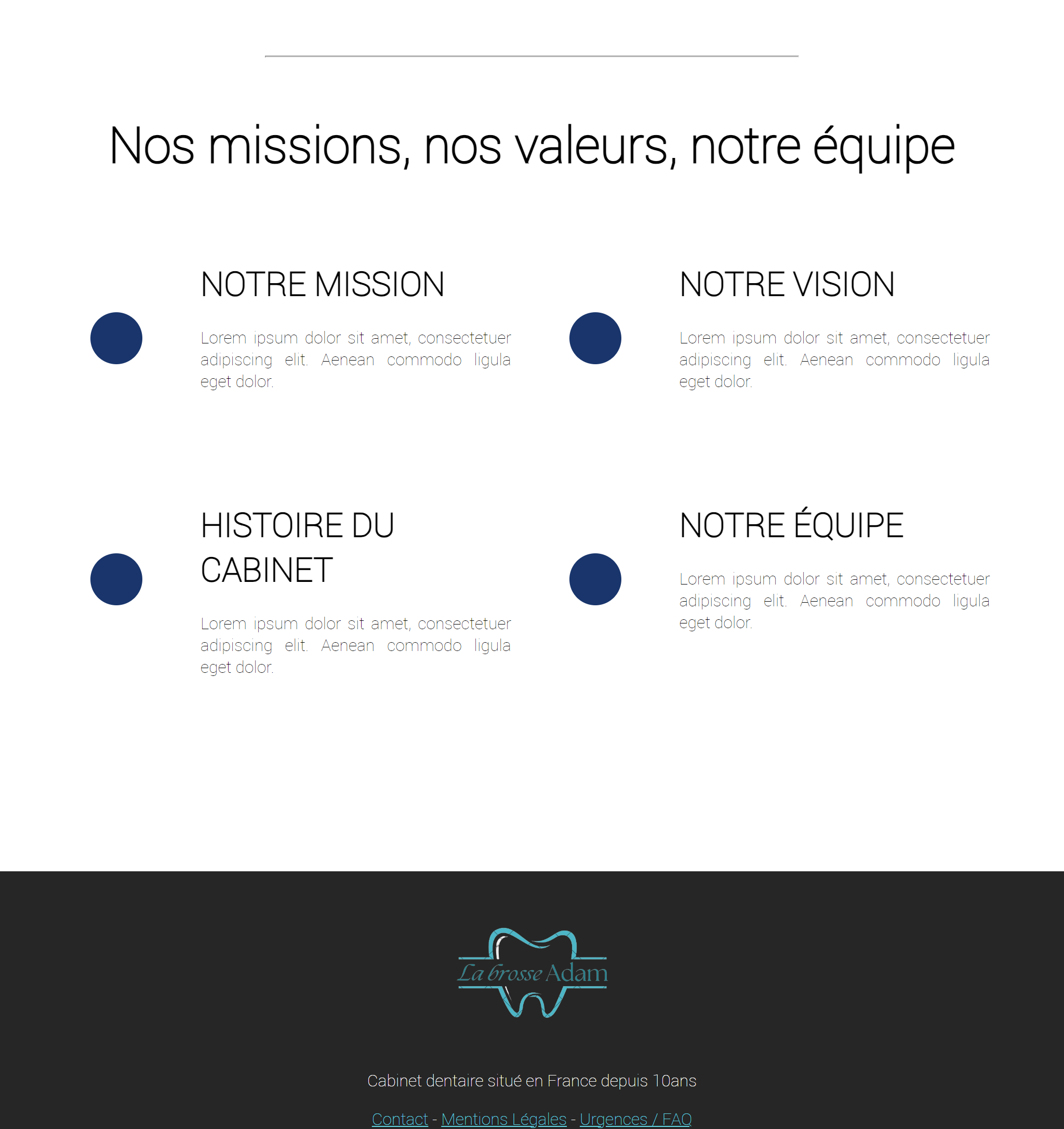 Screenshot du bas de la page d'accueil
